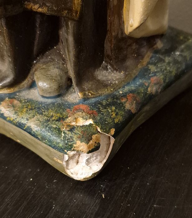 Statuetă catolică veche Sfânta Tereza de Lisieux, din ipsos, de la începutul secolului al XX-lea