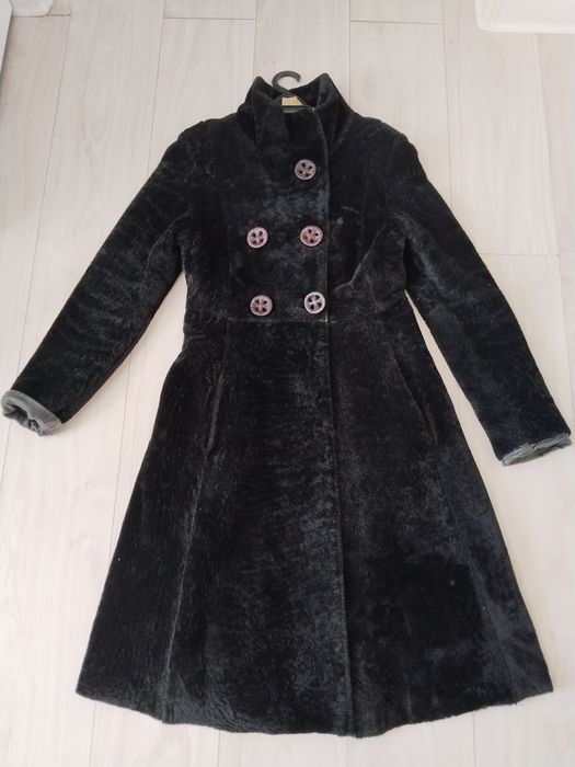 Шуба мутон, стойкий воротник