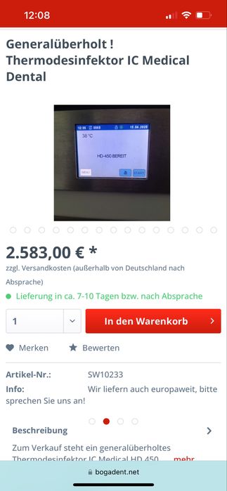 Aparat termodezinfectie sterilizator IC Medical HD450 autoclav
