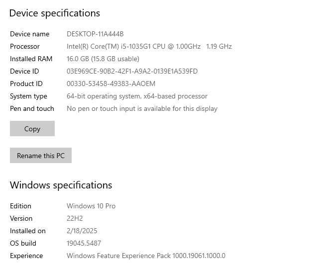 Laptop HP 250 G8 i5-1035G1 16GB RAM, 256GB SSD Windows 10 Pro OEM