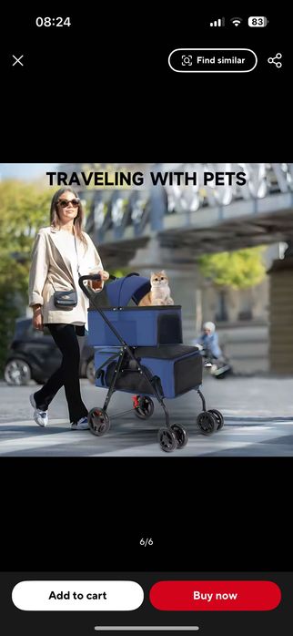 Cărucior pentru pisici și câini de companie detașabil cu două etaje