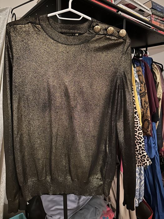 BАLMAIN X HM блуза в златен меланж с подплънки