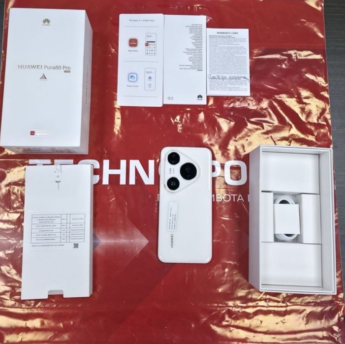 КАТО НОВ 512GB Huawei Pura 80 Pro Гаранция Технополис 2028 Glazed White