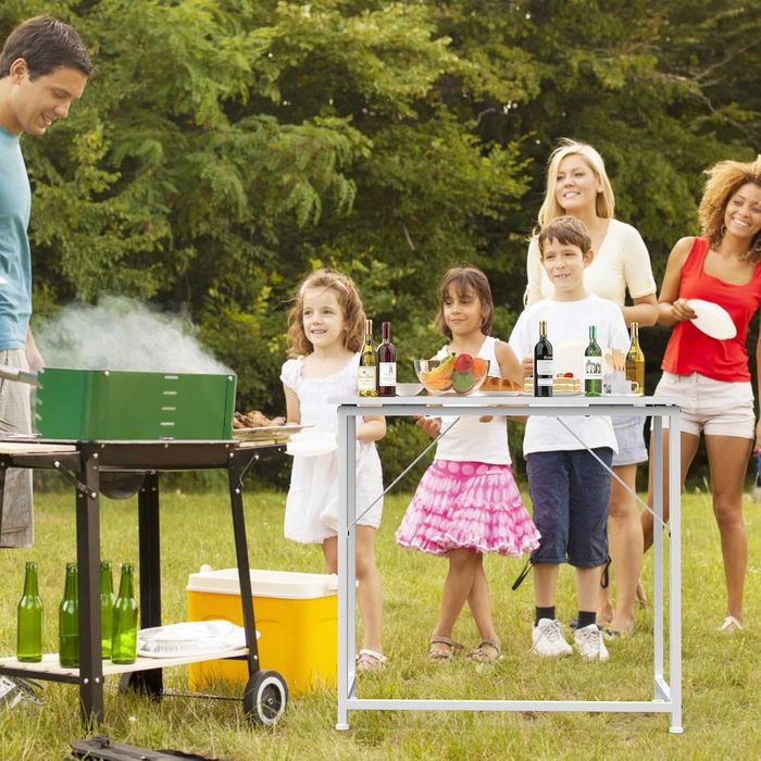 Сгъваема маса със стойка за монитор, бяла, компютърна 80 x 45 x 75 см,