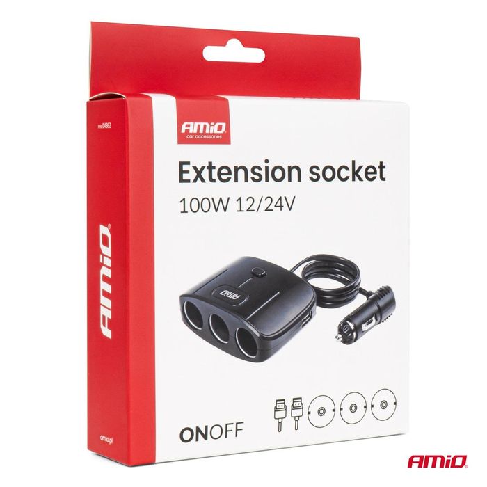 разклонител за запалка с зарядно устройство 2x usb-a on/off 12v ...