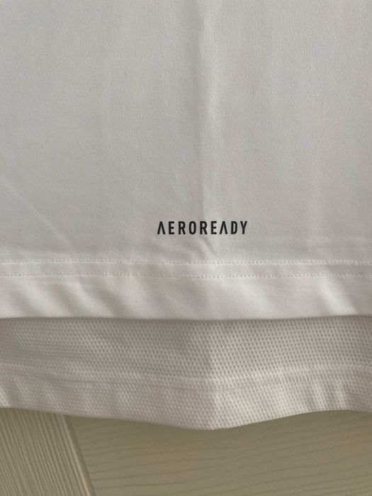 детска блуза Adidas - бяла, със син надпис, за момиче 152 см