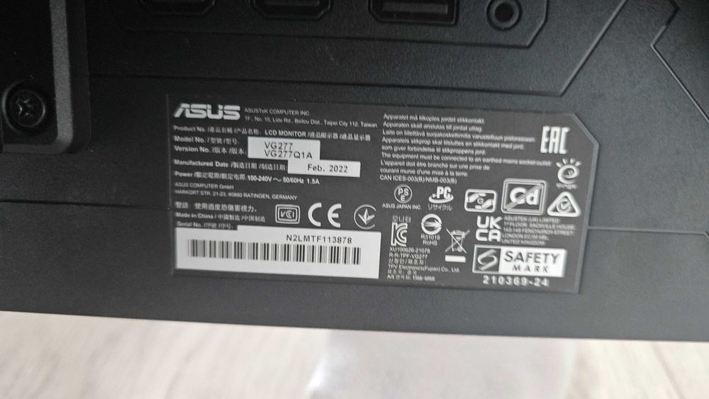 Монитор Asus 27 дюймовfull hd 165hz ips