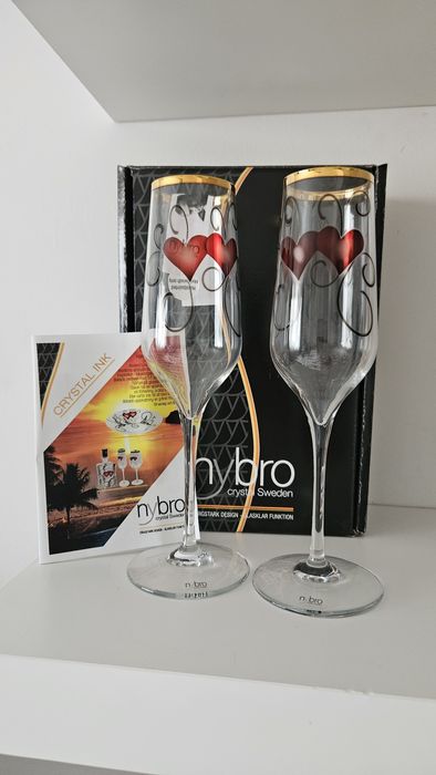 2-Pack pahare de șampanie nunta din seria Nybro "Crystal Ink"