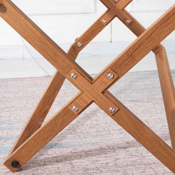 Кръгла стъклена трапезна маса с метални крака 80*80*75 см - Стъкло