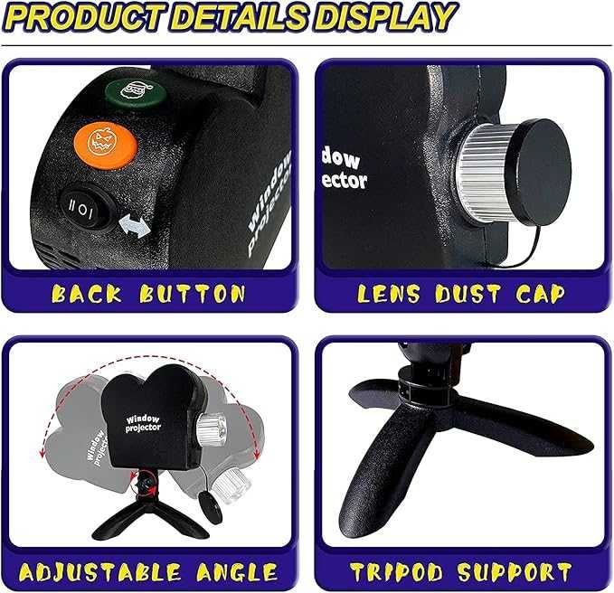 Холограмен проектор YGBrand за Хелоуин, коледна украса,12 филма