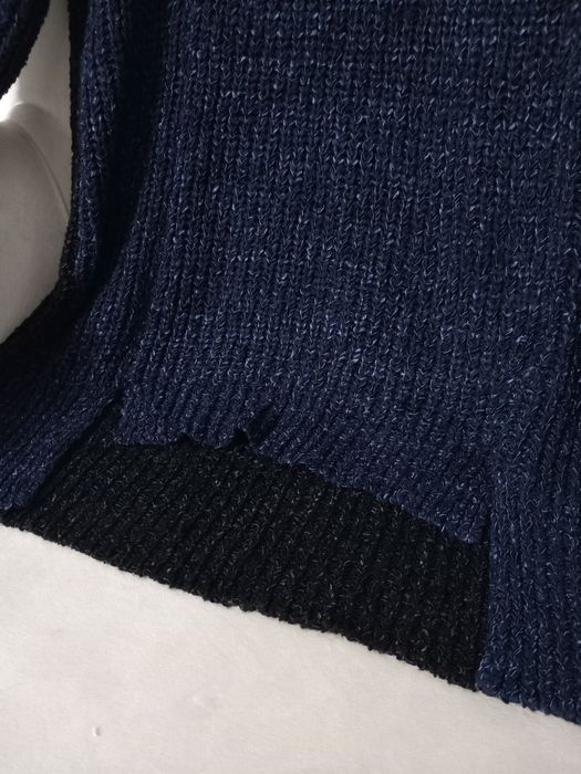 Pulover lung tricotat Uterque bleumarin cu negru mărimea S