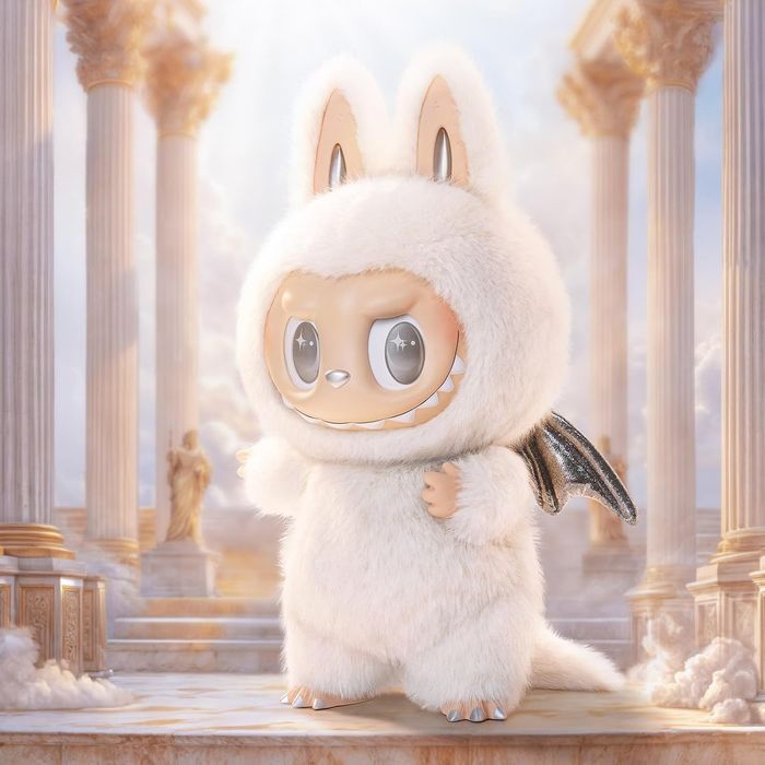 Голямо Labubu Zimomo Angel 38cm Лимитирана серия Лабубу Зимомо бяло