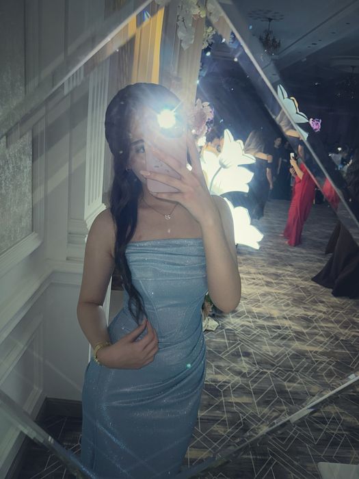 платье вечернее, голубое