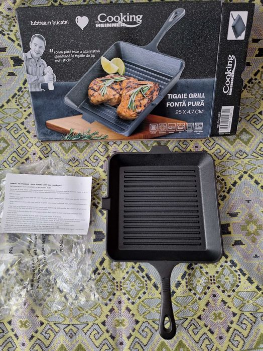 Tigaie grill Cooking by Heinner, fonta pura - inductie, noua