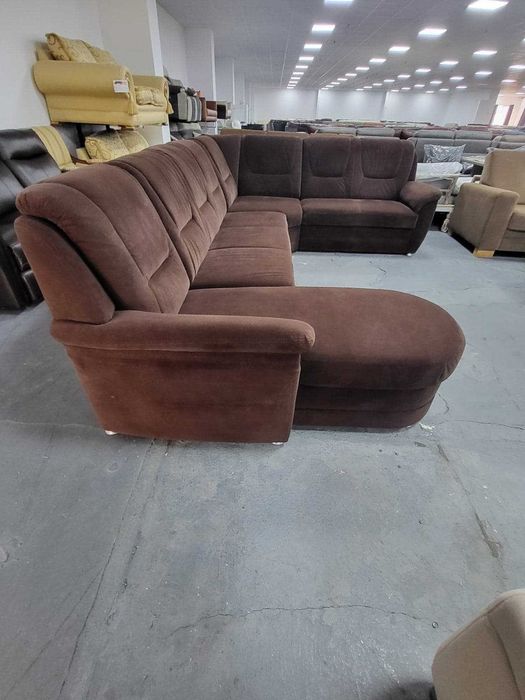 ПРОМОЦИЯ!!! Кафяв ъглов диван от плат с функция сън "PP-QL11014"