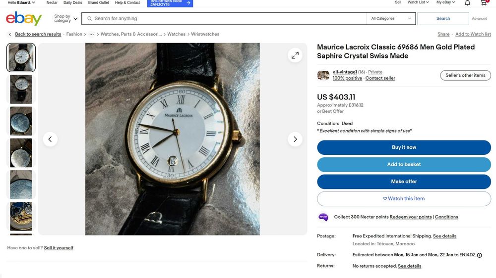 Maurice Lacroix Les Classiques Gold Toned Quartz 69686 AB17737 DATE