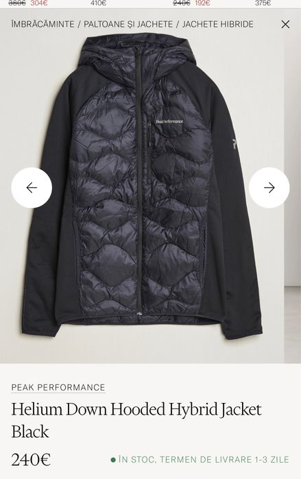 Geacă drumeții/trekking Peak Performance M Helium Hybrid - cu puf - L