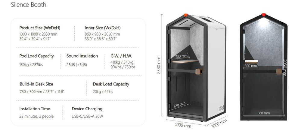 Звукоизоляционные кабинки FlexiSpot, с акустическими панелями