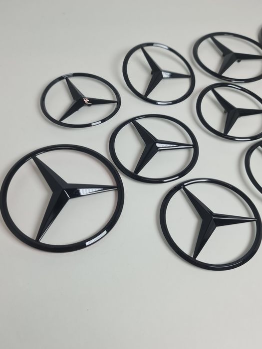 Emblema-Sigla-Logo-Stema-Stea-Haion-Spate-Neagra-Lucios-Mercedes-W204-W205-W206-W213-W214-W222-W223-W292-W167-C167-C257-C-E-S-Class-CLS-GLE-Coupe