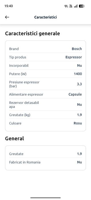 Espressor Bosch Tassimo TAS113E, 1400W,roșu