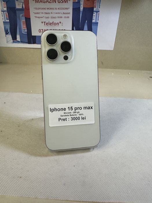 Iphone 15 pro max / 256  gb / 100% baterie / Garantie