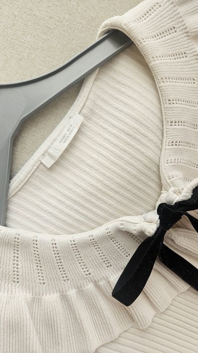 ZARA Рипсена блуза с панделка M-L