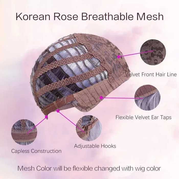 Лилава права перука с бретон