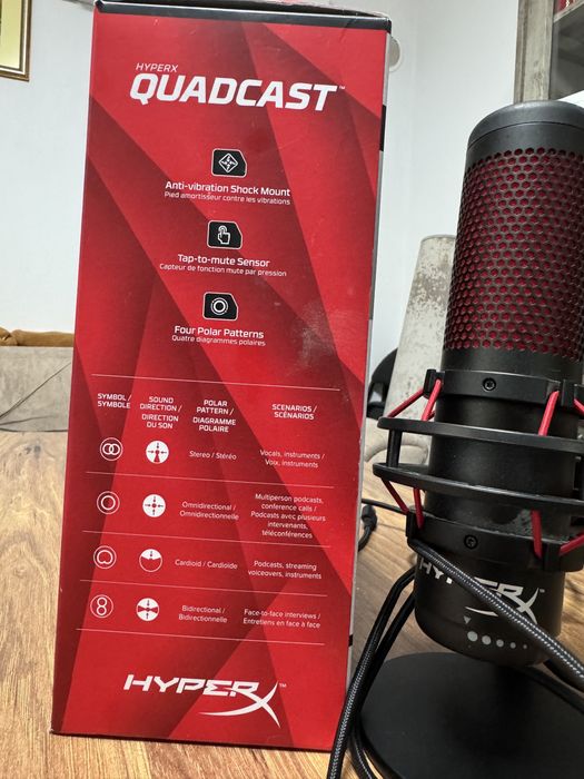 HyperX QuadCast USB микрофон – за стрийминг, подкаст, отлично състояние