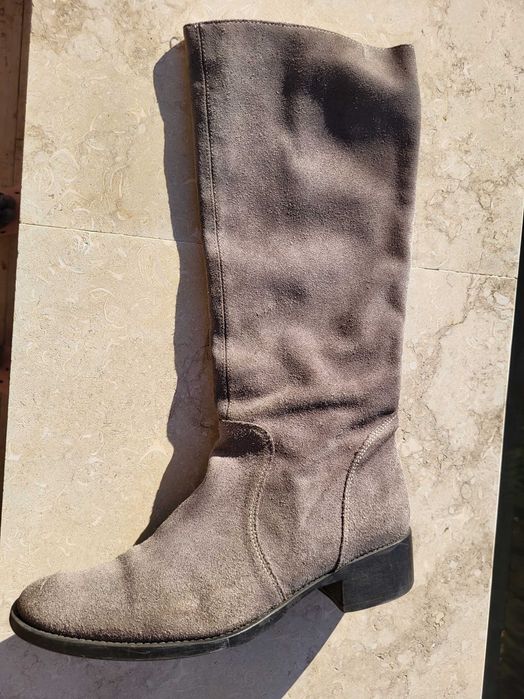 Cizme lungi de dama, piele naturala, intoarsa, mar. 40