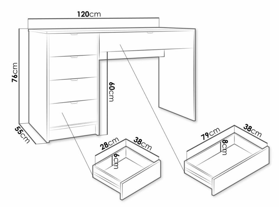 Birou  cu sertare din pal si mdf
