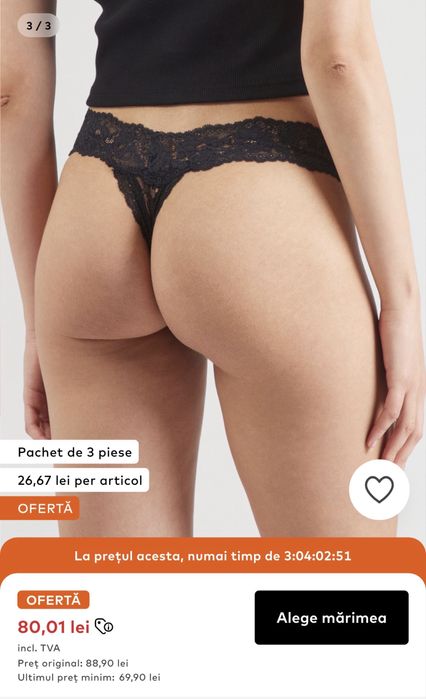 Chiloti tanga cu garnitura din dantela ,M, set 3 buc , Gilly Hicks