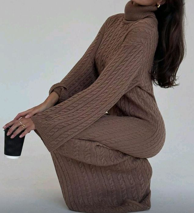 Дълга плетена рокля