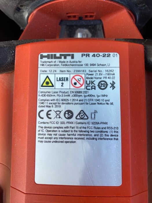 Продавам лазерен нивелир ротация на HILTI PR40-22