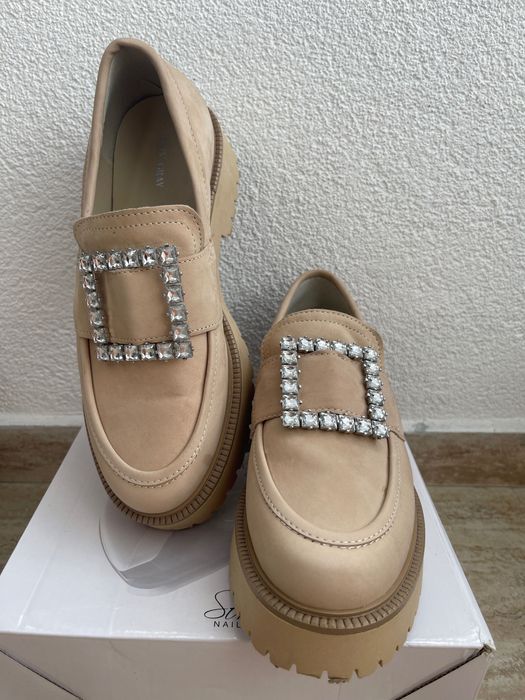 Бежови ежедневни еспадрили от естествена кожа, Kate Gray