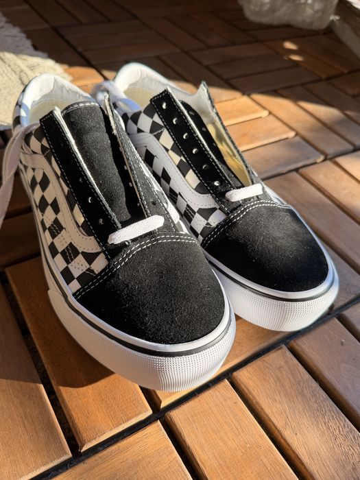 Vans Checkkerboard Old Skool Platform | Ванс кецове/маратонки шахмат черно и бяло