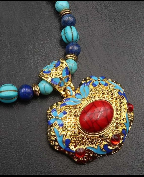 Colier Statement Bobo Chic stil tibetan, Email si Pietre pretioase