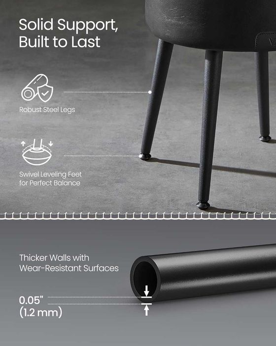 Taburet 3 in 1 cu spatiu de depozitare si masa, Vasagle, negru