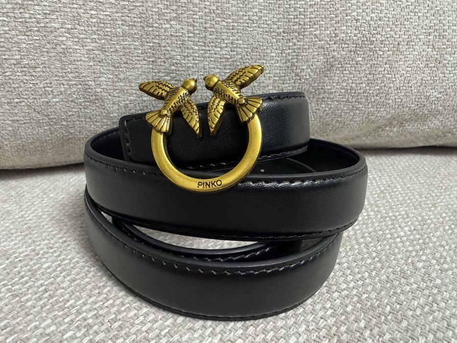 Черен кожен колан pinko