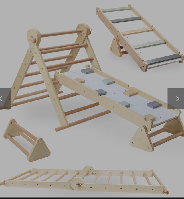 Loc de joacă pentru copii din lemn, făcut în casă - scară + perete