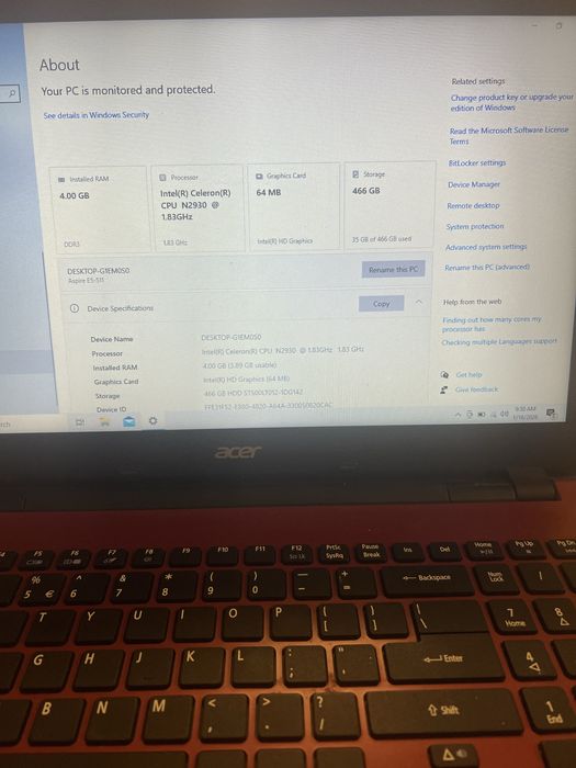 Laptop accer E5 511