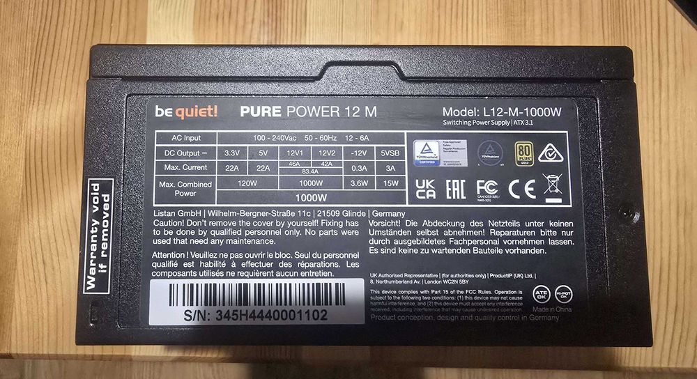 Захранване | be quiet! Pure Power 12 M 1000W 80 Plus Gold