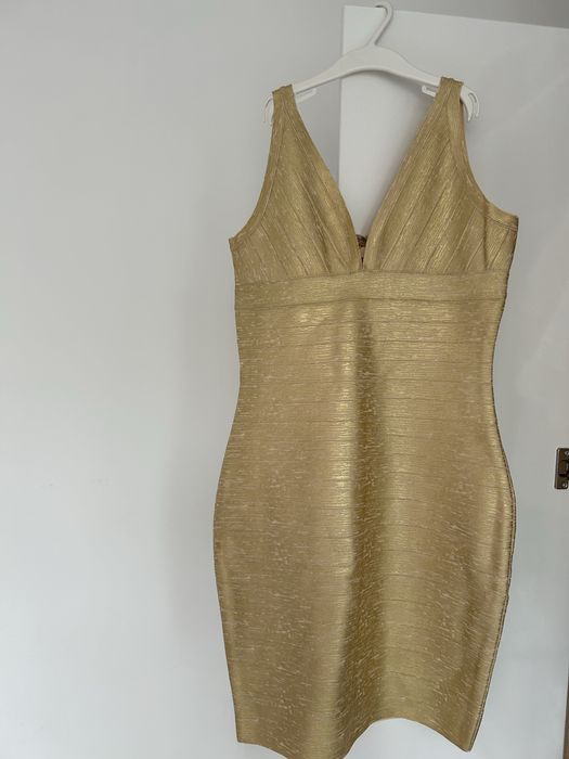 Златиста бандажна рокля