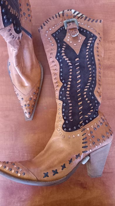 Cizme ciocate  dama din piele  Nana