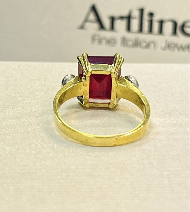 Златен дамски сет рубини и диаманти