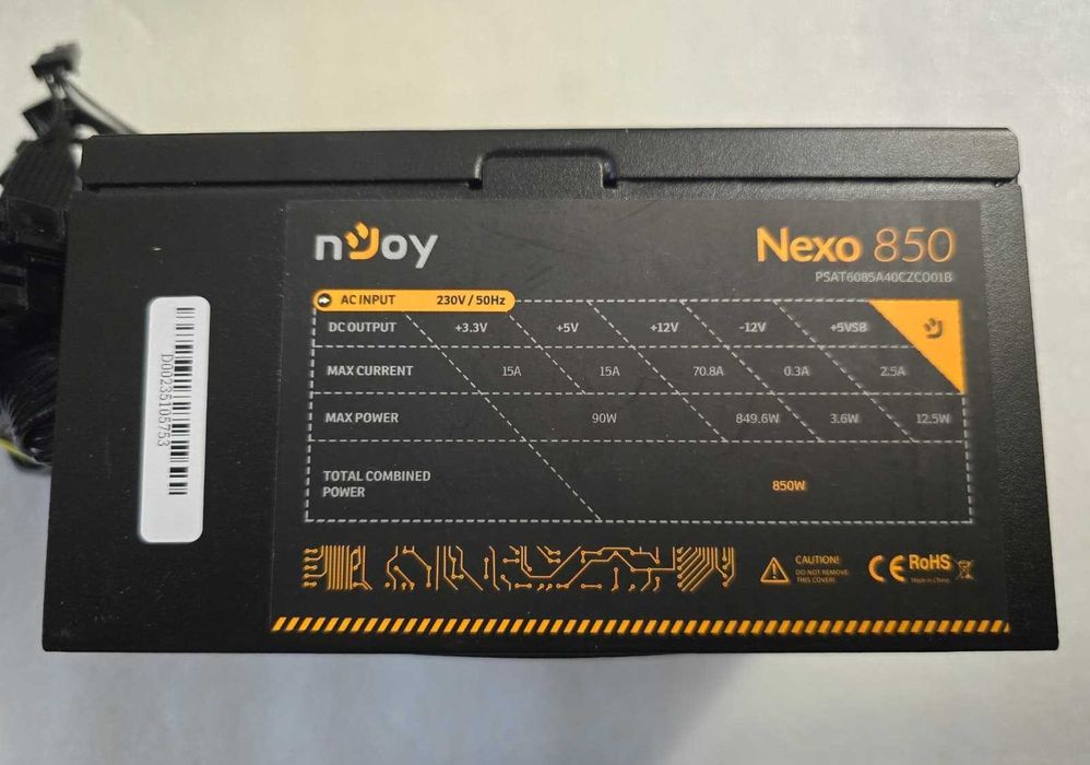 Sursa PC nJoy Nexo 850, 850W, 80+ Gold, DC-DC, PFC Activ - poze reale