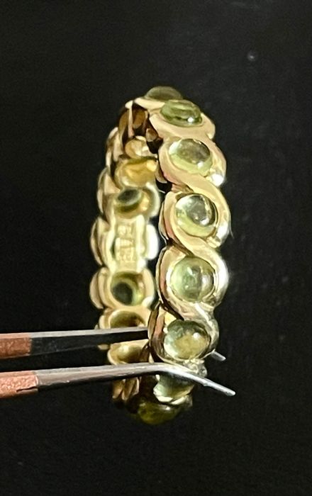 позлатен сребърен пръстен  925  оливин/перидот