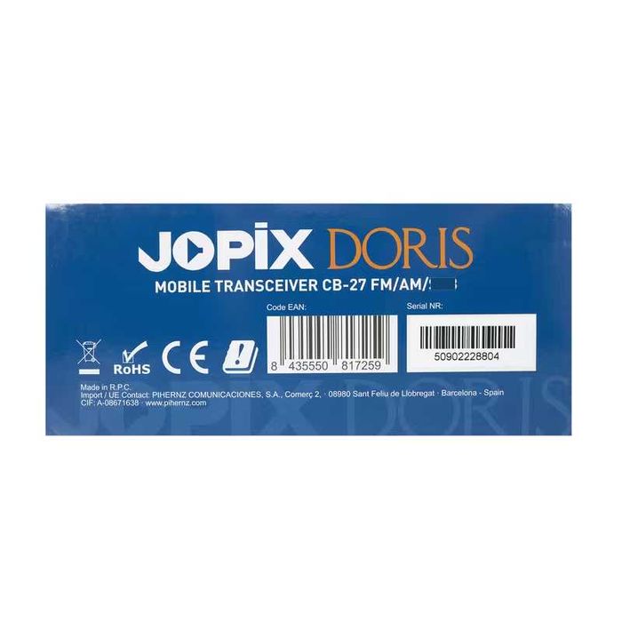 CB радиостанция PNI JOPIX Doris 40CH AM/FM, 4W ASQ Roger Beep 12-24