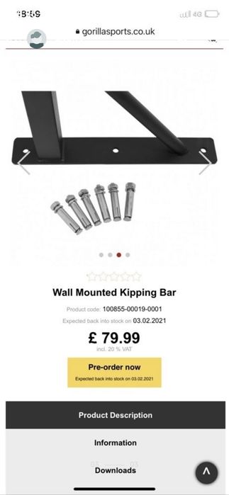 Bara tractiuni cu prindere de tavan si perete noua 200 kg Germany 200