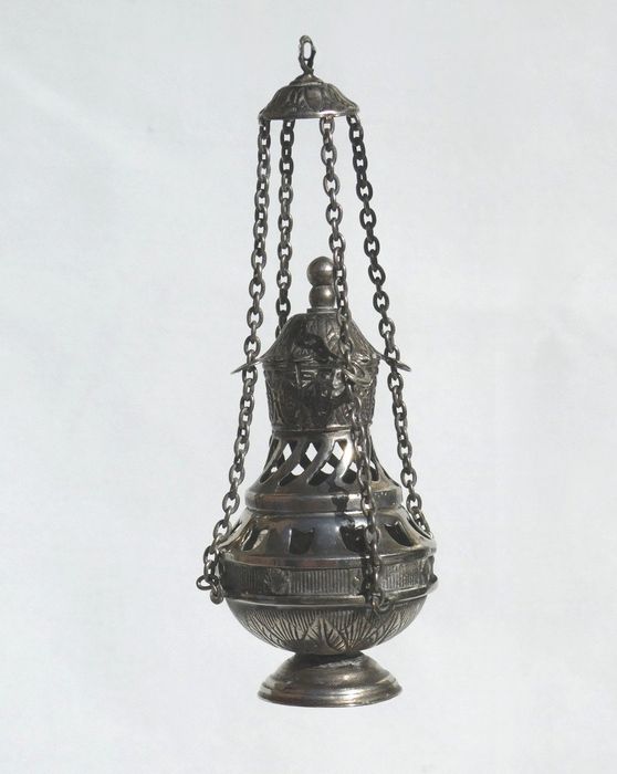Cădelniță Miniaturală Din Metal Argintiu Epoca Napoleon III