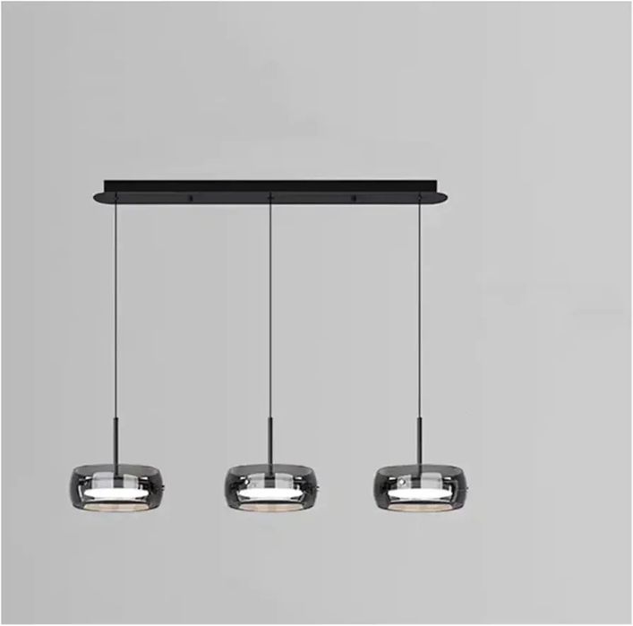 Черна висяща лампа с 3 кристални глави и LED 3000-6000К дистанционно